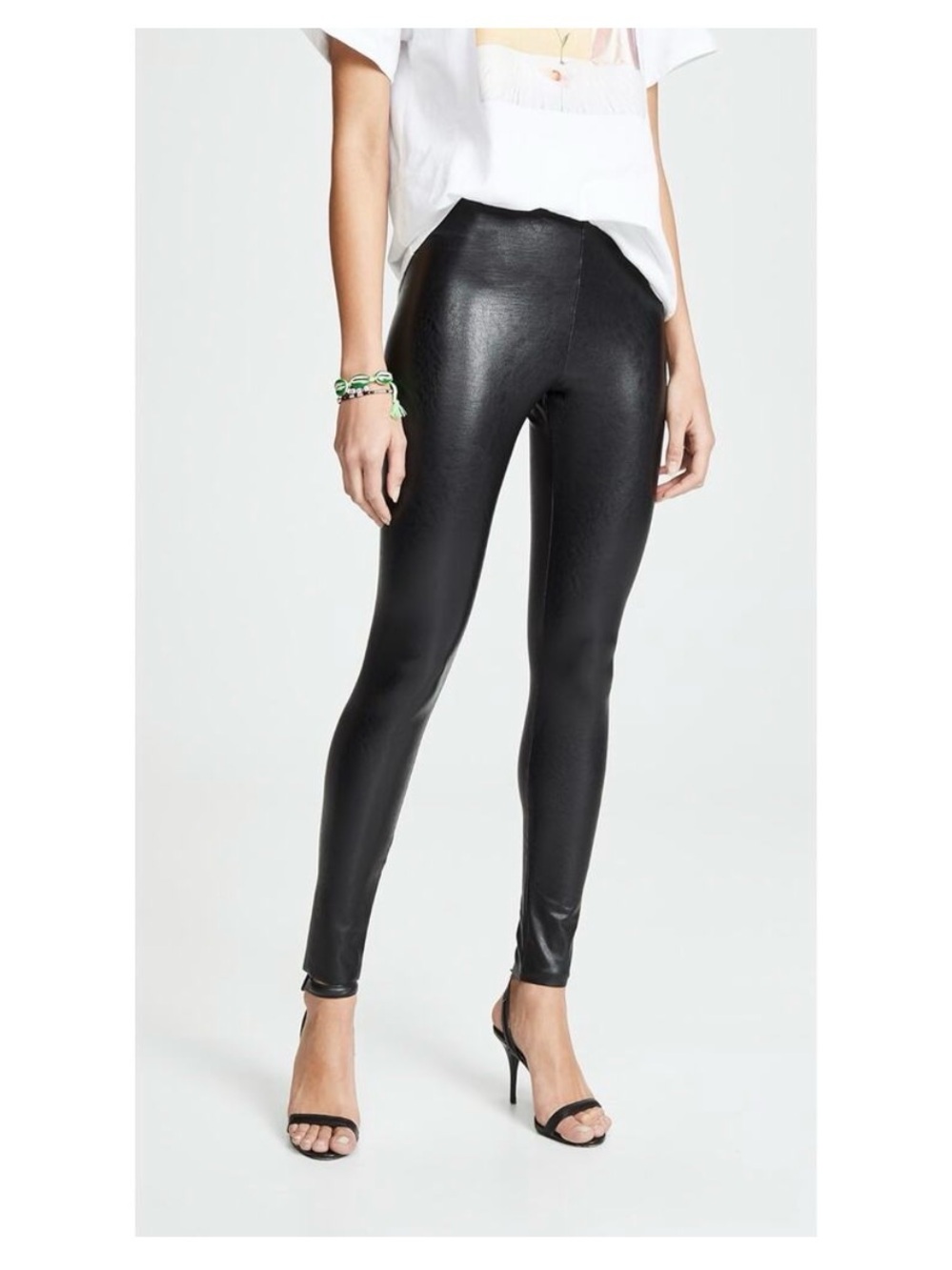 Commando – Black Faux Leather Leggings, Size M high rise